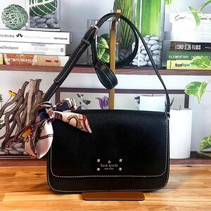 Kate Spade Wellesley Flynn Black Leather Crossbody Bag